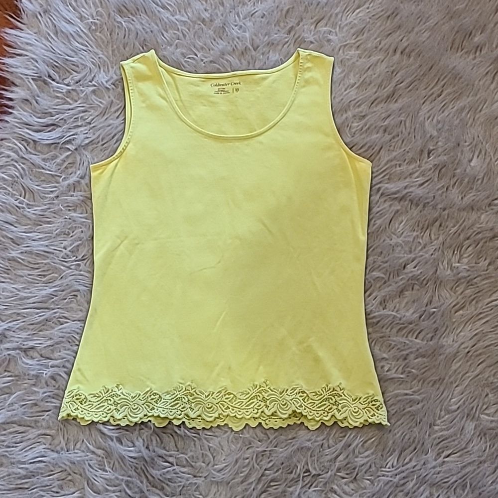 Coldwater creek womens line green cotton stretch lave tank top size xs‎